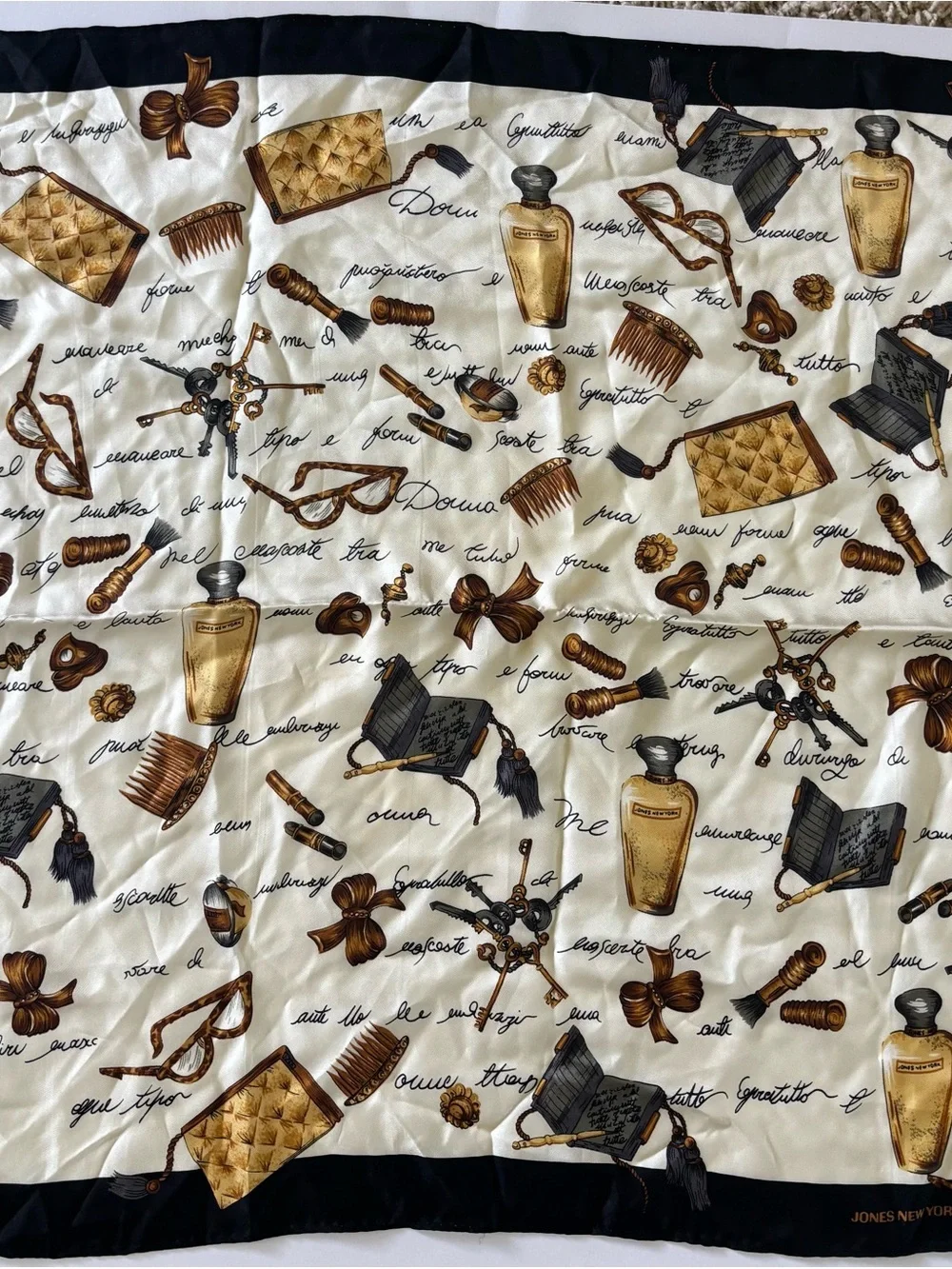 Vintage Jones New York Women’s Perfume & Glamour Scarf 100% Silk